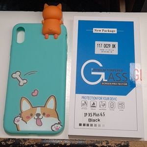 case and tempered glass for iphone xs max 6.5" new